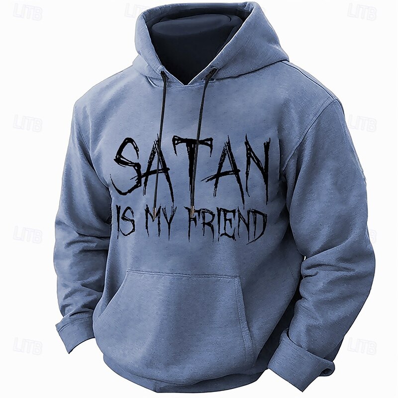 Halloween Men's Santa Claus Creepy Lettering Hoodie Hoodies Sweatshirt Fashion Daily Long Sleeve Hooded Christmas Black Blue Pocket 3D Print Fall Winter Designer3