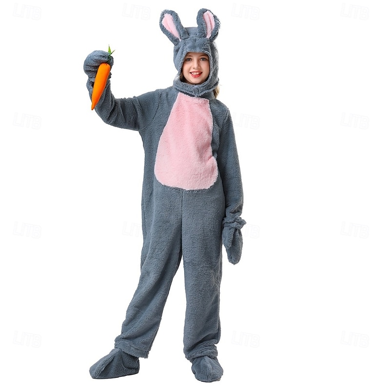 Rabbit Easter Bunny Halloween Funny Costumes Onesies Carnival Costume Cosplay Kid's Boys' Girls' Carnival Easter Performance Party Easy Halloween Costumes Dress Up2