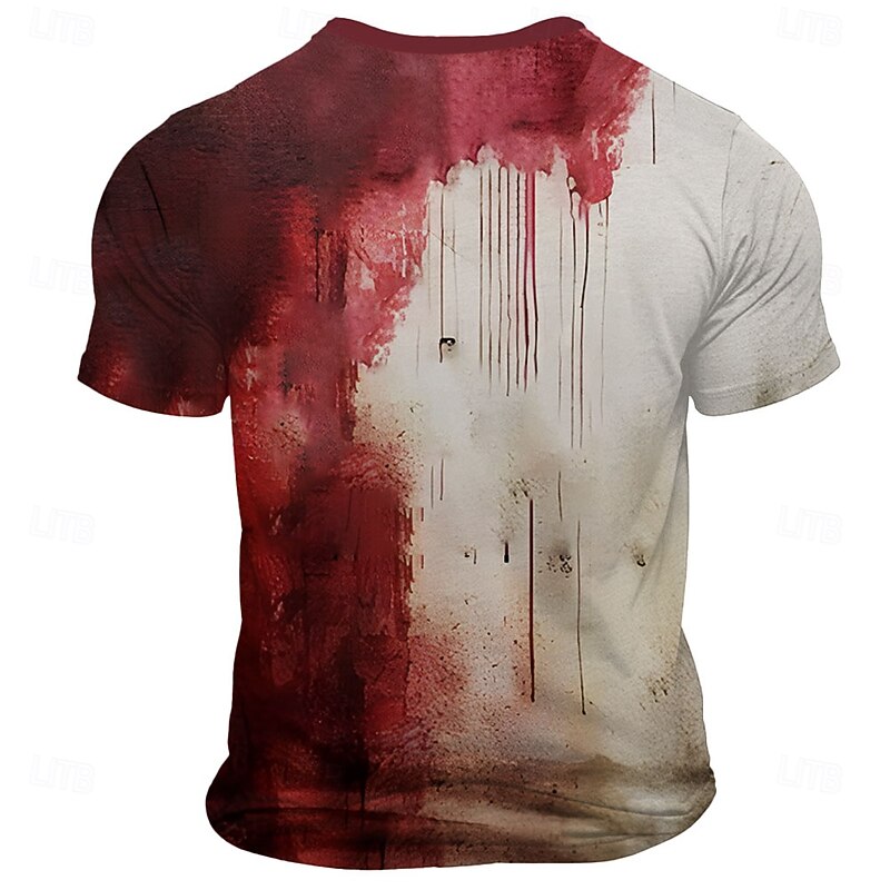 Halloween Men's Blood Splatter Text Blood stains T Shirt Short Sleeve T shirt 3D Print Crew Neck Shirt Fashion Athleisure Street Sports Outdoor Red Summer Spring Clothing Apparel S M L XL XXL XXXL3