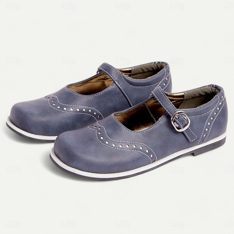 Women's Vintage-Style Mary Jane Shoes with Buckle Strap – Comfortable Retro Faux Leather Flats for Casual Wear4