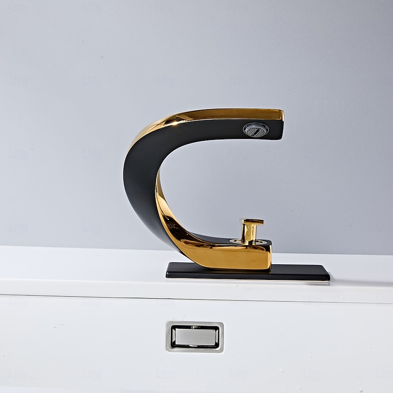 Bathroom Sink Faucet Electroplated Modern Brass Single Handle One Hole Cold And Hot Water Available Centerset Mount Lavatory Bathroom Vanity Faucet2