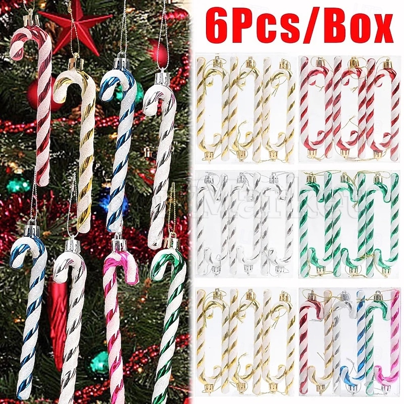 Christmas Peppermint Candy Cane Ornaments, Christmas Decoration Xmas Party Plastic Peppermint Candy Canes, Holiday Gifts and Home Decor