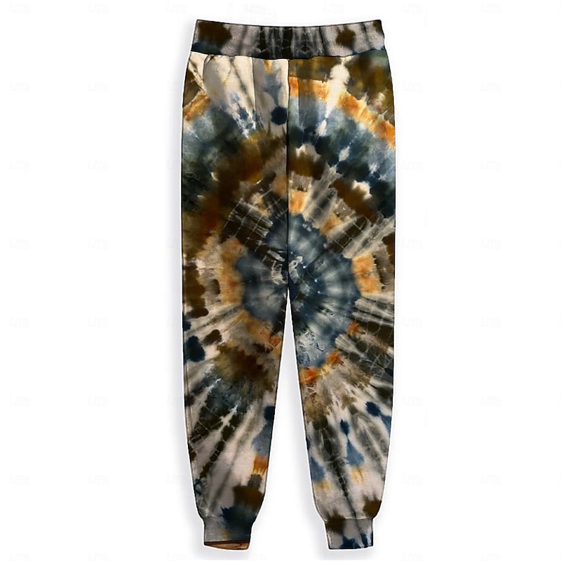 Men's Tie Dye Sweatpants Joggers Pants Trousers Mid Waist Drawstring Elastic Waist Fashion Party Evening Wear Dailywear Pocket Spring Fall Winter 3D Print Blue2