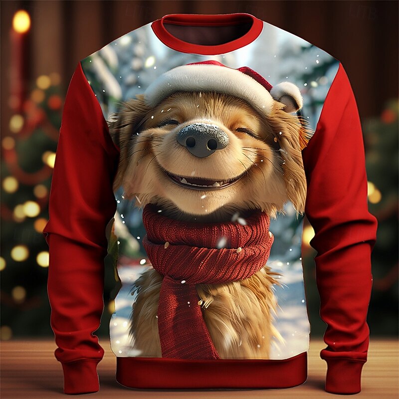 Christmas Men's Dog 3D Print 3D Sweatshirts Sweatshirt Sweatshirt Long Sleeve Sweatshirt Crew Neck 3D Funny 3D Print Christmas Vacation Party Crewneck 3D Print 3D Winter Spring &  Fall3