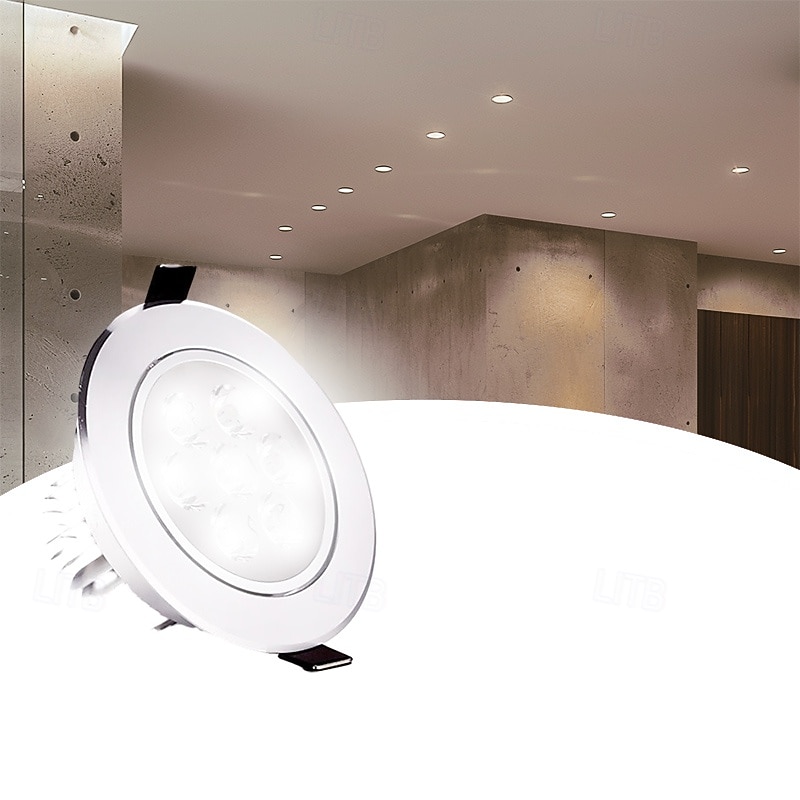 7W 7 LEDs Recessed LED Downlights Ceiling Lights, Warm White/Cold White, 85-265V for Home/Office Easy Install 1pc2