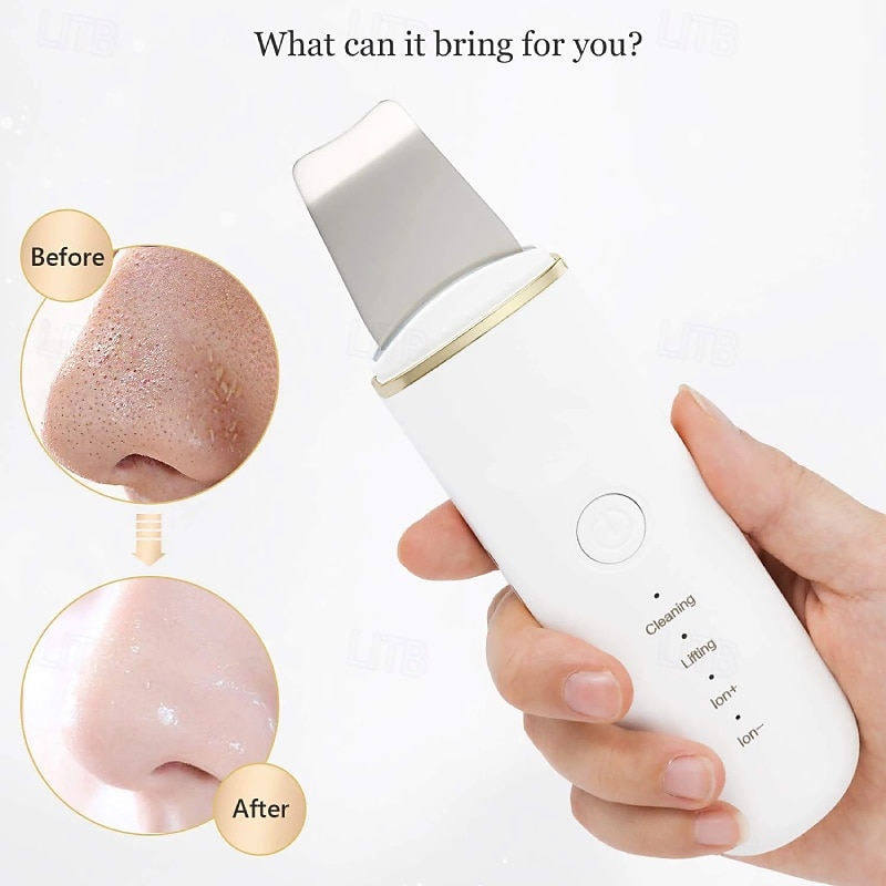 Ultrasonic Skin Scrubber Vibration Face Spatula Blackhead Remover Facial Scrubber Shovel Clean Cavitation Peeling Facial Lifting