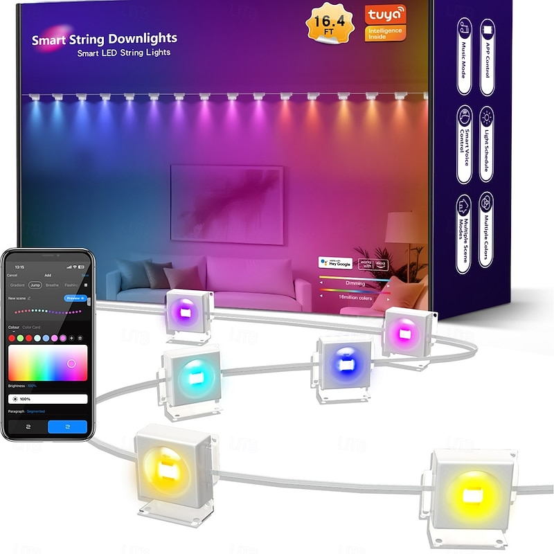 LED Smart Light Elegant Wedding Party Reception Tuya WiFi RGBIC Waterproof Eaves Lights – 3M 15LEDs/5M 25LEDs for Outdoor Garden Festival Decor3