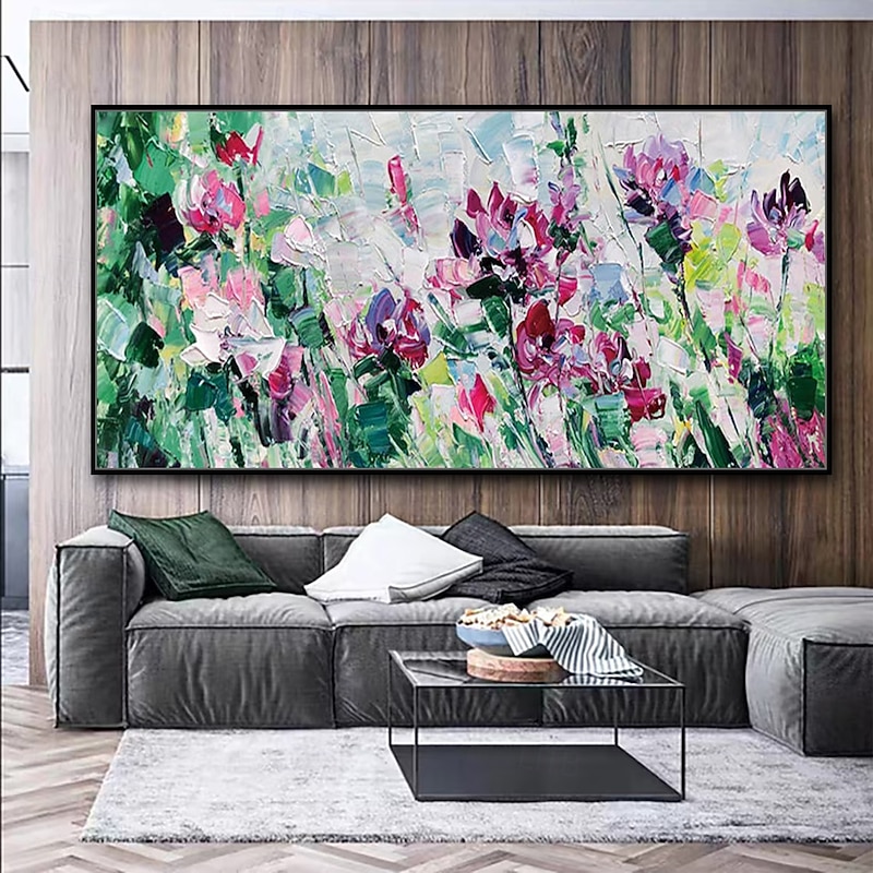 Mintura Handmade Texture Flowers Oil Paintings On Canvas Wall Art Decoration Modern Abstract Picture For Home Decor Rolled Frameless Unstretched Painting3
