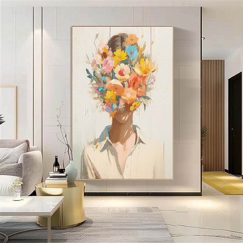 100% Handpainted  Abstract Palette knife girl  painting wall art Handmade textured face of girl painting handpainted figurative oil painting wall art face Oil painting wall decorative painting room4