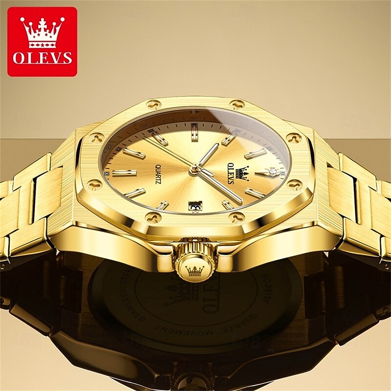 OLEVS Men Multifunctional Chronograph Wristwatch Waterproof Luminous Quartz Automatic Watch 36132