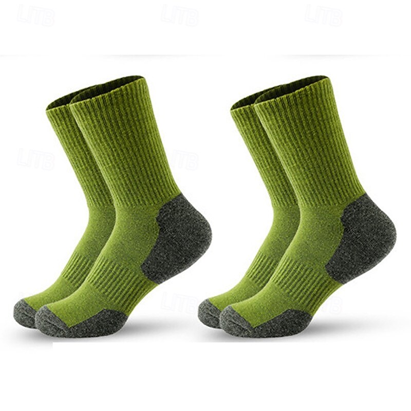 Men's Socks Bike Socks Sports Socks Athletic Socks Camping / Hiking Outdoor Exercise Cycling / Bike Bike / Cycling Warm Breathable Non-Skid 2 Pieces Winter Patchwork Cotton Dark Grey Black Yellow4