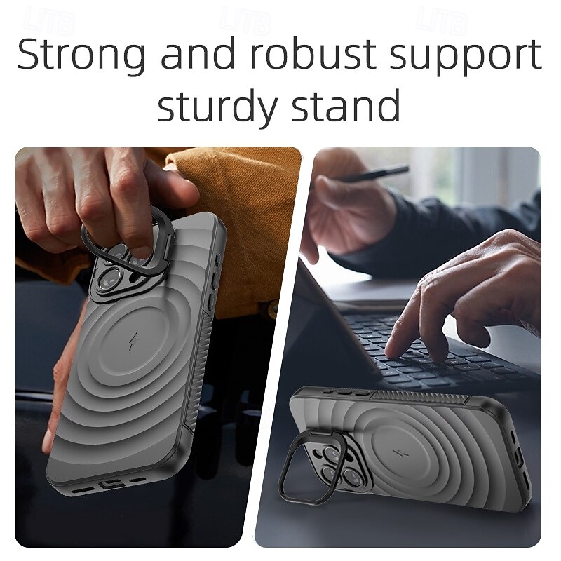Phone Case For iPhone 17 Pro Max 17 Air 16 15 14 Pro Max Plus 13 Pro Max Magnetic Adsorption with Stand Holder Support Wireless Charging Shockproof TPU PC4