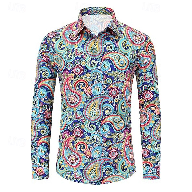 Retro Vintage 1970s Shirt Hippie Paisley Ethnic Fancy Dress Men's Halloween Carnival Party Party / Evening Casual Daily Adults' Shirt