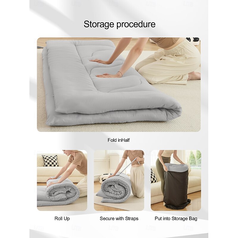 Japanese Futon MattressFloor Mattress Thicken Sleeping Mattress Foldable & Portable Roll Up Dormitory Mattress Tatami MatFullTwinQueenGrey4
