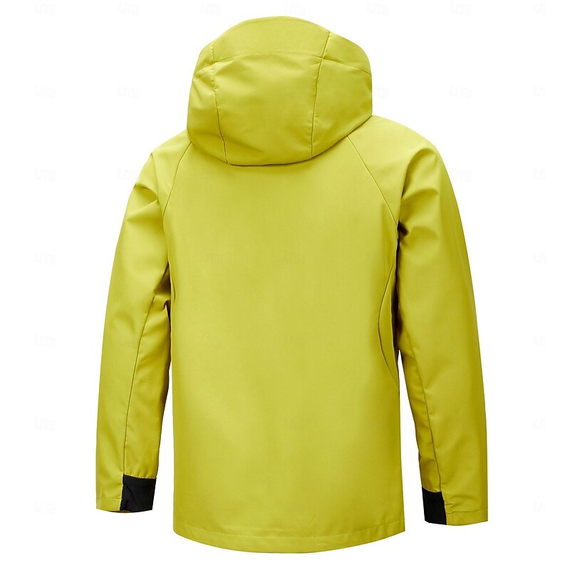 Men's Softshell Jacket Sport Coat Hiking Jacket Rain Jacket Sports Outdoor Camping & Hiking Waterproof Windbreaker Zipper Pocket Spring &  Fall Solid Color Active Hooded Regular Black White Green3