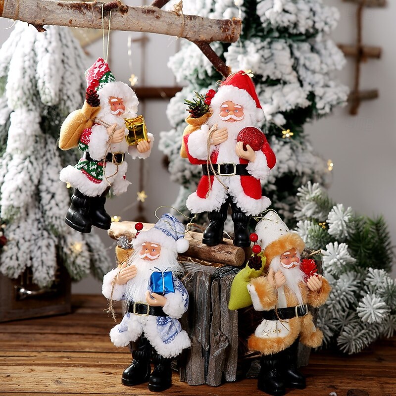Christmas Resin Santa Figurines - Standing Xmas Decorations for Holiday Decor - Adorable Collectible Ornaments and Dolls for Festive Home and Tree Decoration2