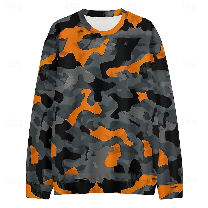 Men's Graphic Camo / Camouflage Sweatshirts Golf Pullover Sweatshirt Long Sleeve Sweatshirt Hooded Vacation Cool Daily Print Vacation Sports Outdoor Going out Printing Winter Spring &  Fall3