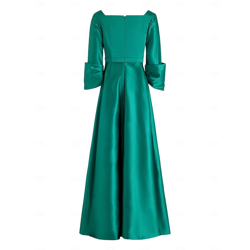 A-Line Chrismas Dress Evening Gown Elegant Wedding Guest Dress Formal Black Tie Cocktail Party Floor Length Long Sleeve V Neck Satin dress to impress4