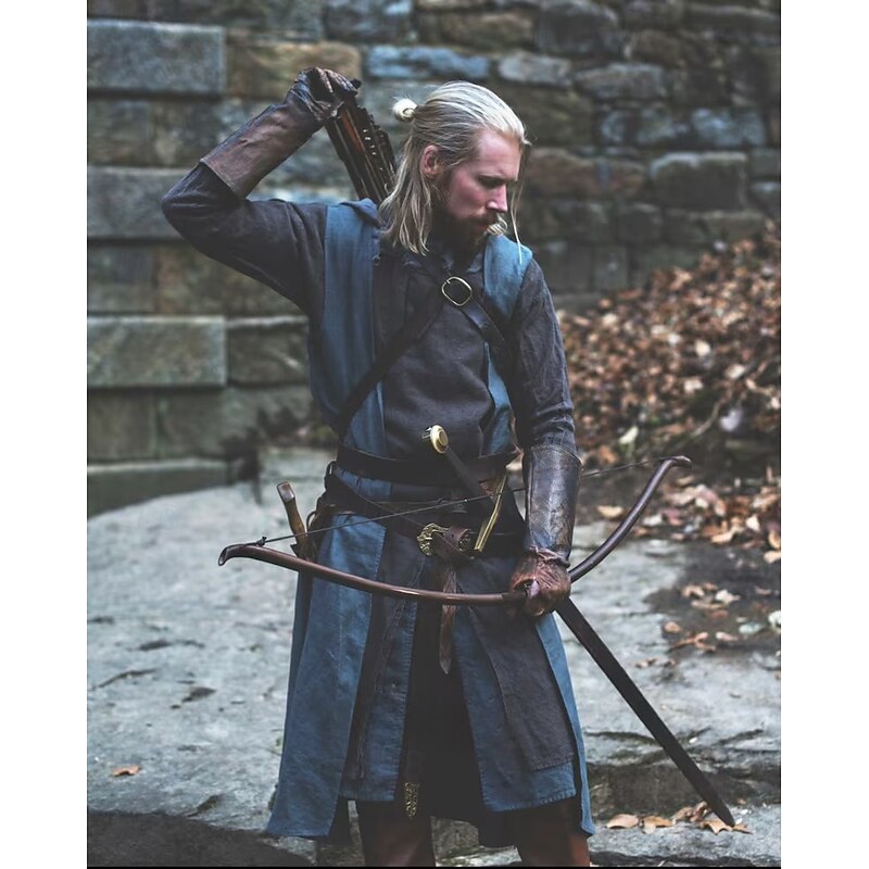 Medieval Renaissance 17th Century Shirt Tunic Ranger Elven Archery Fancy Dress Men's Viking Fantasy Halloween Carnival Masquerade LARP Adults' Shirt3