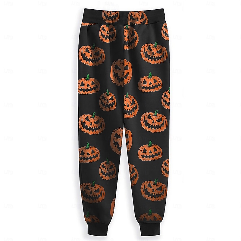 Halloween Men's Pumpkin Halloween Costumes Sweatpants Joggers Pants Trousers Mid Waist Drawstring Elastic Waist Casual Dark Party Evening Wear Dailywear Pocket Spring Fall Winter 3D Print Orange2