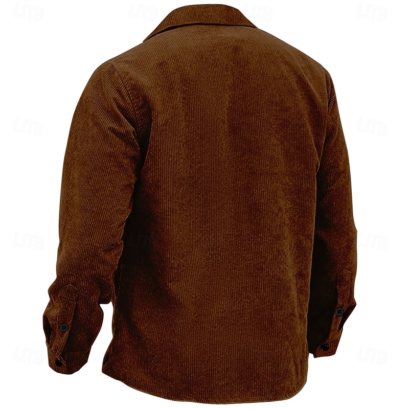 Men's Ethnic Cowboy Corduroy Shirt Shirt Jacket Overshirt Long Sleeve Vintage Tribal Outdoor Dailywear Fall & Winter Turndown Collared Shirts Buttons 3D Print 2 Pockets 1pc Brown2