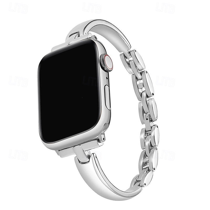 Solo Loop Compatible with Apple Watch band 38mm 40mm 41mm 42mm 44mm 45mm 49mm Women Metal Clasp Alloy Strap Replacement Wristband for iwatch Ultra 2 Series 9 8 7 SE 6 5 4 3 2 12