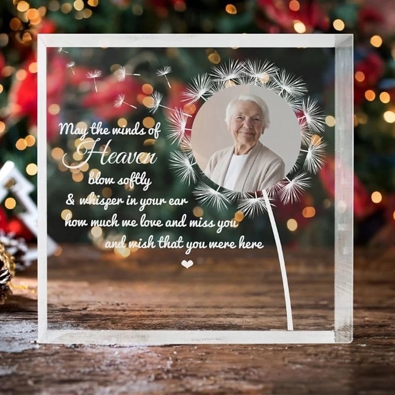 Personalized Acrylic Photo Plaque Custom Memorial Plaque Missing You Photo Frames Memorial Gifts Picture Frame - Memory of Mother, Father, Grandma, Grandpa 15*15cm (6“*6”)