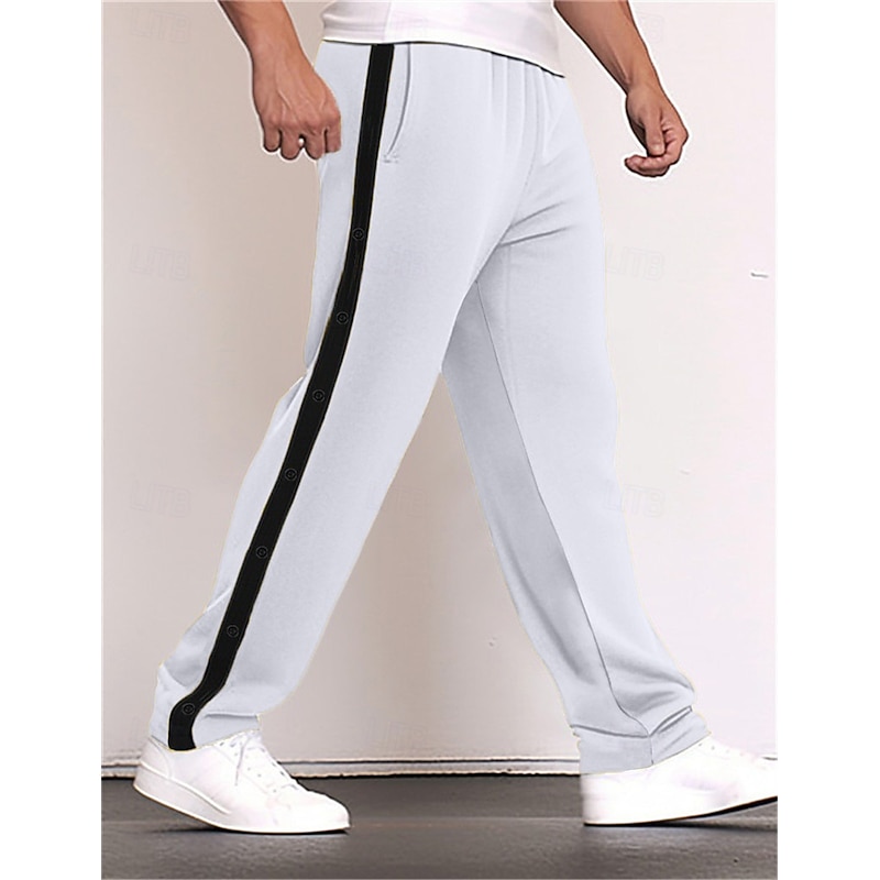 Men's Sweatpants Wide Leg Sweatpants Trousers Pocket Drawstring Elastic Waist Color Block Comfort Sports Outdoor Daily Fashion Casual Black White Micro-elastic3