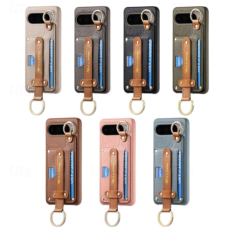 Phone Case For Pixel 9 Pro XL Pixel 8 Pro Pixel 8 Pixel 9 Pixel 7 Pixel 7 Pro Pixel 6 Pixel 6 Pro Back Cover with Stand Holder with Wrist Strap Card Slot Retro TPU PU Leather - Main Image