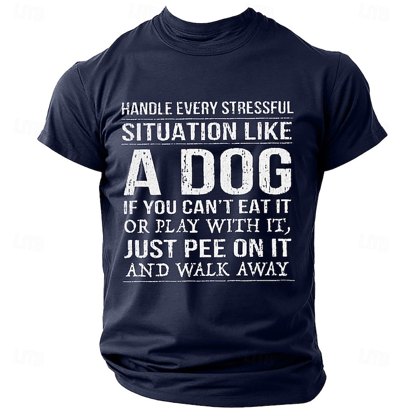 Men's Dog Letter Printed Funny T Shirt Tee Top 100% Cotton Short Sleeve Graphic Shirt Black Wine Dark Blue Comfortable Tee Street Sports Outdoor Fashion Designer Clothing