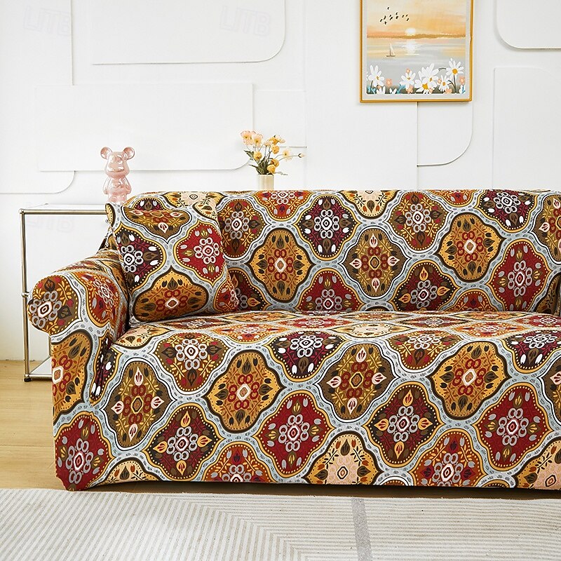 Printed Sofa Cover Elastic Sofa Slipcover for L-Shaped Couches Stylish and Durable Furniture Protector Ideal for Refreshing Your Living Room Decor with a Unique Design3