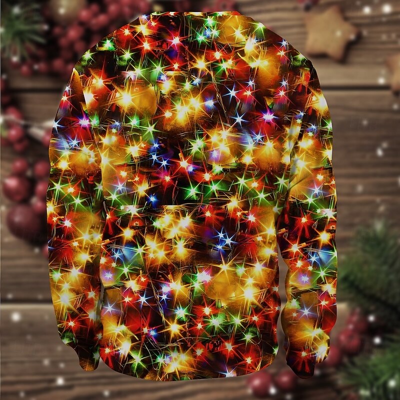 Christmas Christmas Lights Pullover Funny Christmas Sweatshirt 3D Print 3D Christmas Front Pocket Graphic For Couple's Men's Women's Adults' Christmas Masquerade 3D Print Party Festival3
