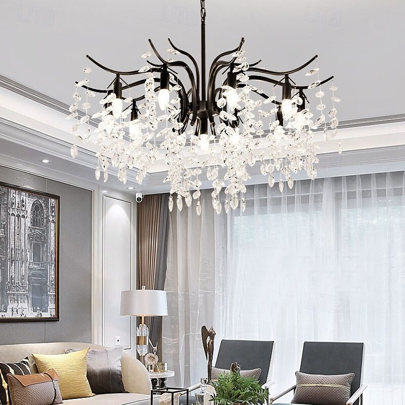LED Modern Chandelier Lamp LED Crystal Chandeliers Gold Black Chandelier Luxury Lighting Kitchen Dining Living Room Bedroom Lamp Lustre Pendente 9-Light4