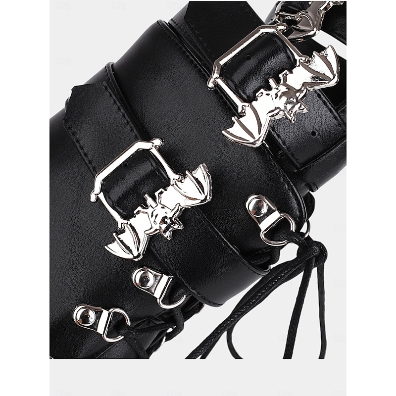 Women's Gothic Platform Lace-Up Boots with Buckle Straps and Chunky Heels – Statement Heeled Boots for Parties and Alternative Fashion3