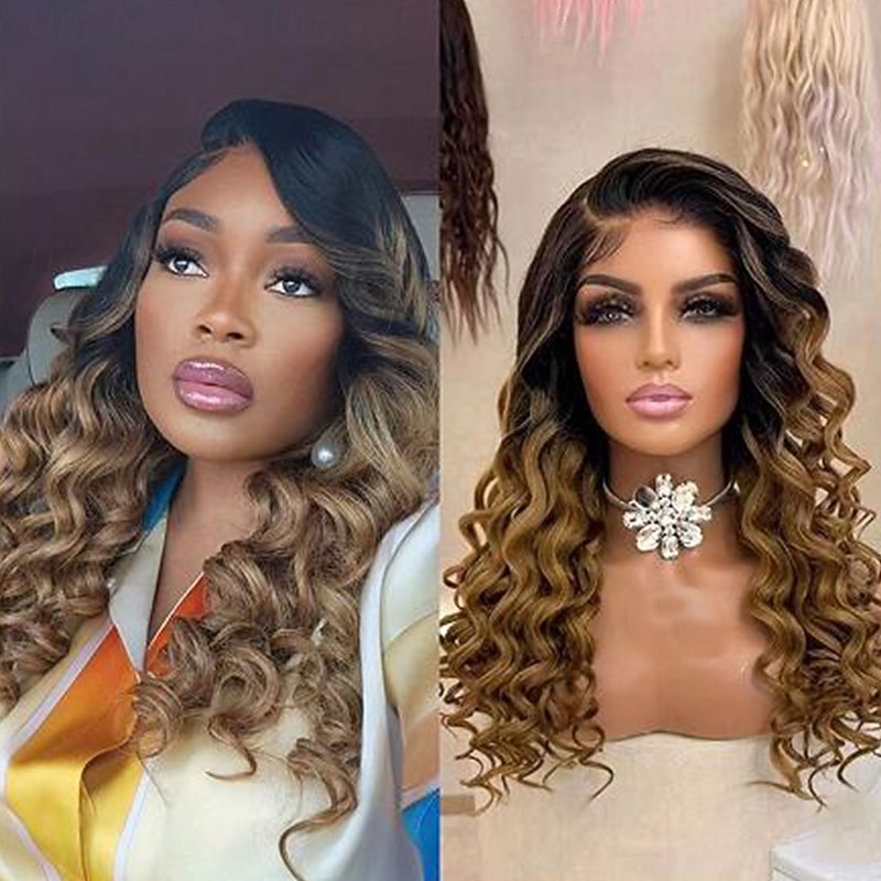 Remy Human Hair 13x4 Lace Front Wig Free Part Brazilian Hair Loose Wave Loose Deep Wave Multi-color Wig 130% 150% Density with Baby Hair Ombre Hair Glueless Pre-Plucked For Women Long Human Hair Lace