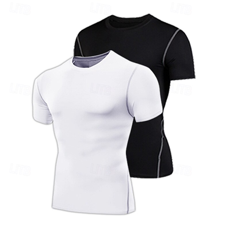 Men's Compression Shirt Athletic Shirt Gym Shirt Fitness Shirt Short Sleeve Tee Tshirt Casual Athleisure Solid Colored Quick Dry Compression Breathable Gym Workout Walking Jogging Sportswear4