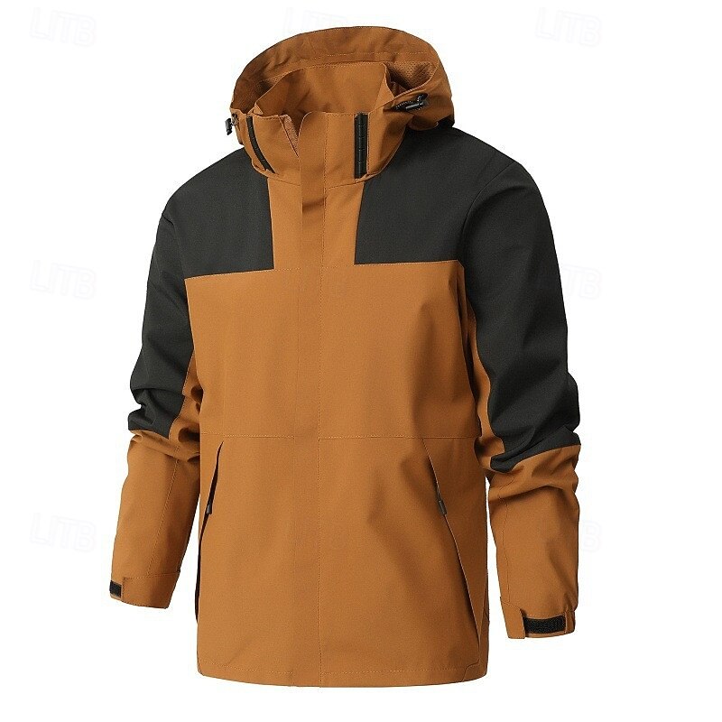Men's Hiking Jacket Winter Outdoor Waterproof Windproof Front Zipper Lightweight Jacket Full Zip Camping / Hiking / Caving Black Blue Brown Beige4