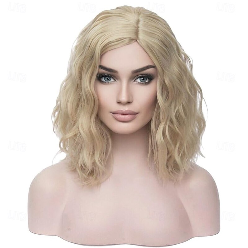 Women Girls Short Curly Bob Wavy Wig Body Wave Halloween Cosplay Daily Party Wigs