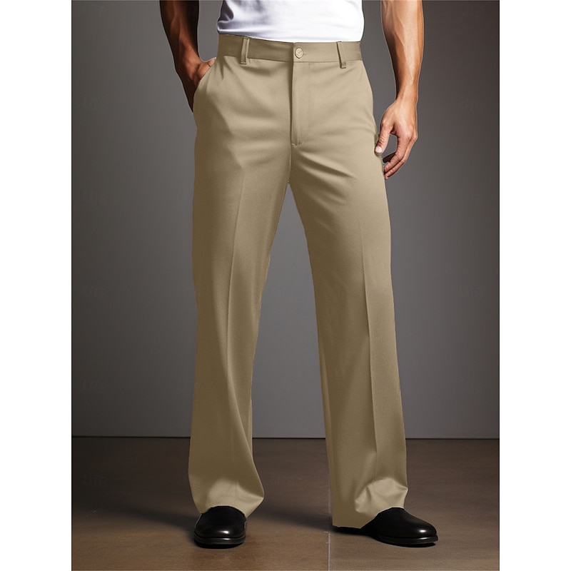 Men's Trousers Dress Pants Suit Pants Buttons Front Pocket Straight Leg Plain Comfort Wedding Business Daily Fashion Chic & Modern Black White4