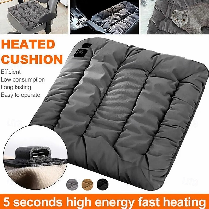 USB 5V Adjustable Temperature Electric Heating Pad Cushion Chair Car Pet Body Winter Warmer 3 Level Blanket3