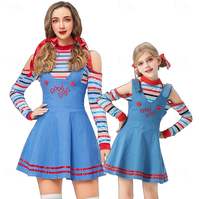 Chucky Scary Doll Halloween Dress Costume Group & Family Halloween Costumes Movie / TV Theme Costumes Horror Kid's Adults' Women's Girls' Carnival Party Easy Halloween Costumes Dress Up
