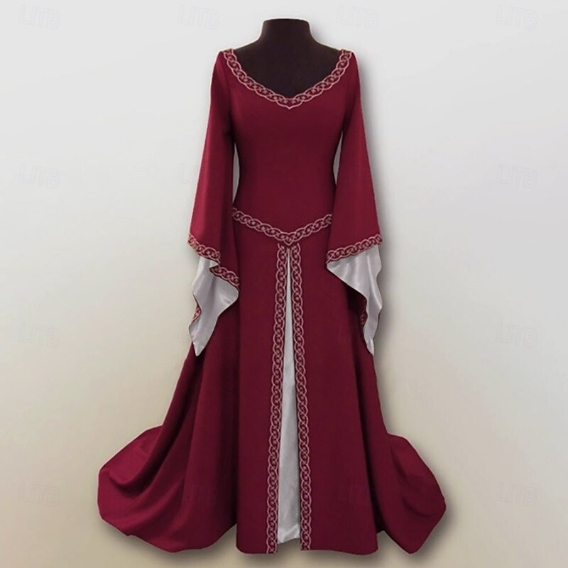 Medieval Renaissance Cocktail Dress Prom Dress Viking Outlander Elven Fancy Dress Women's Celtic Fantasy Royal Halloween Carnival Masquerade Party LARP Ren Faire Adults' Dress4