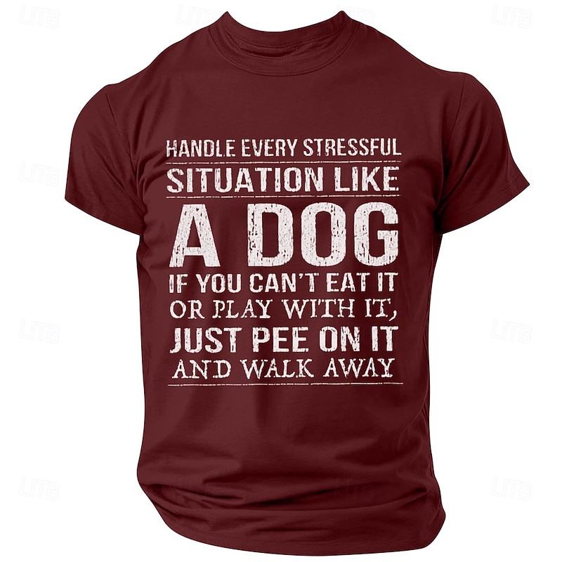 Men's Dog Letter Printed Funny T Shirt Tee Top 100% Cotton Short Sleeve Graphic Shirt Black Wine Dark Blue Comfortable Tee Street Sports Outdoor Fashion Designer Clothing2