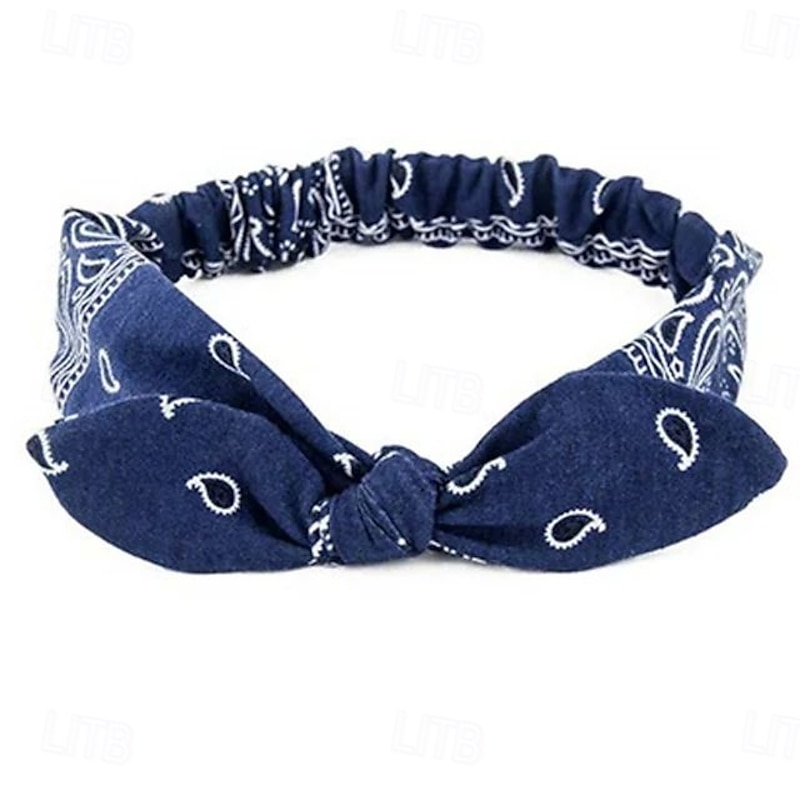1 PC elastic paisley bandana knot headbands rabbit ear bow headband turban headwraps hair band for women girls3