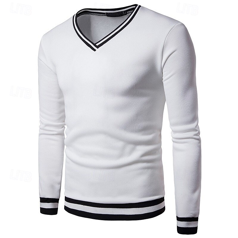 Men's T Shirt Knit Tee Long Sleeve V Neck Winter Spring &  Fall Solid Color Knitwear V Neck Casual Daily Black White Yellow Top Tee for Men2
