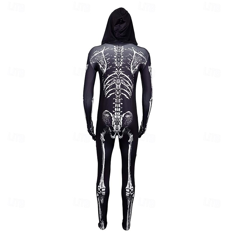 Skull Skeleton Halloween Zentai Suits Bodysuits Carnival Costume Full Body Suit Scary Costume Kid's Adults' Men's Women's Boys' Carnival Masquerade Performance Party Easy Halloween Costumes Dress Up3
