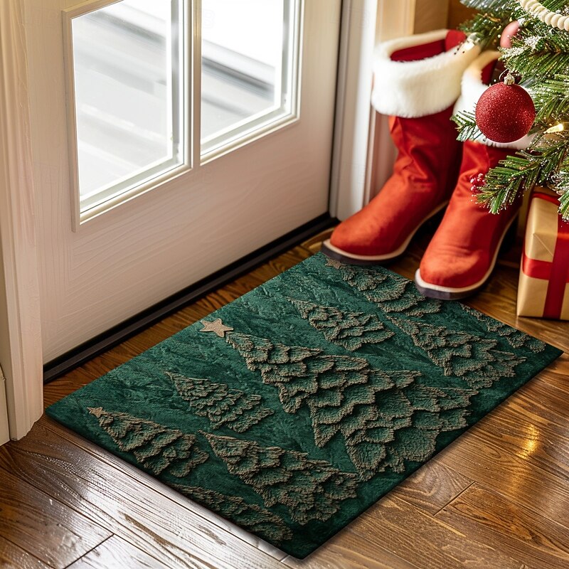 Christmas Decorations Doormat Tree Quilting Kitchen Mat Floor Mat Non-Slip Area Rug Oil Proof Rug Indoor Outdoor Mat Bedroom Decor Bathroom Mat Entrance Rug3