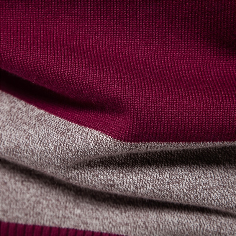 Mens Strip Cotton Button-up Polo Collar Sweater Knit Casual Business Sweaters for Men3