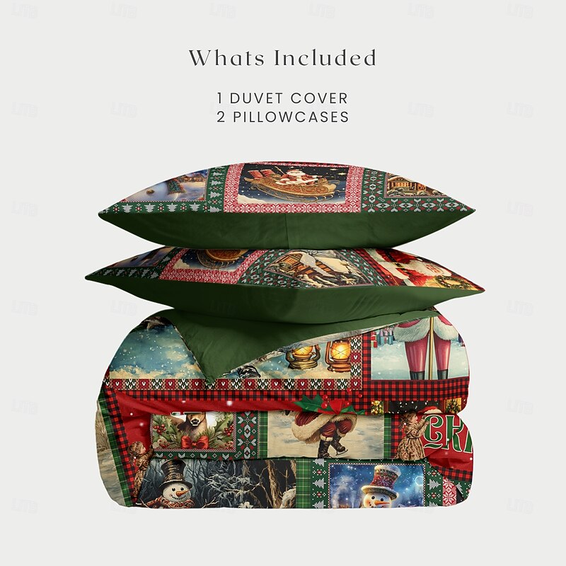 Christmas Duvet Cover Set Festive Holiday Christmas Comforter Set Full Includes Duvet Cover and Pillowcases Perfect for Adding Seasonal Cheer and Comfort to Your Bedroom Decor4
