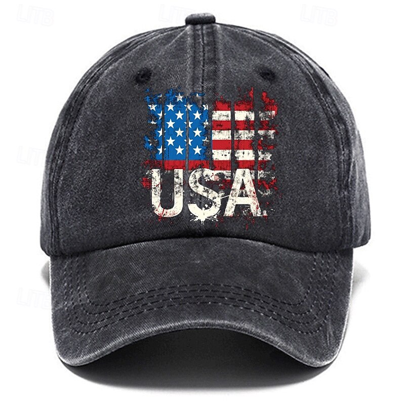 Men's Baseball Cap Sun Hat Trucker Hat Black Dark Navy Cotton Adjustable Fashion Daily Wear Festival Graphic Pattern National Flag Casual / Daily3